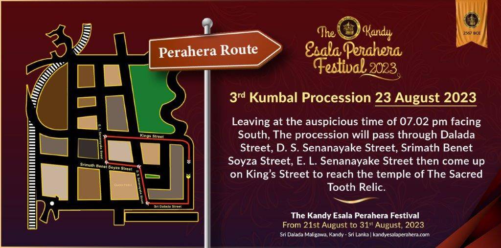 2023 Perahera Route_Eng - 3rd Kumbal 23.08.2023