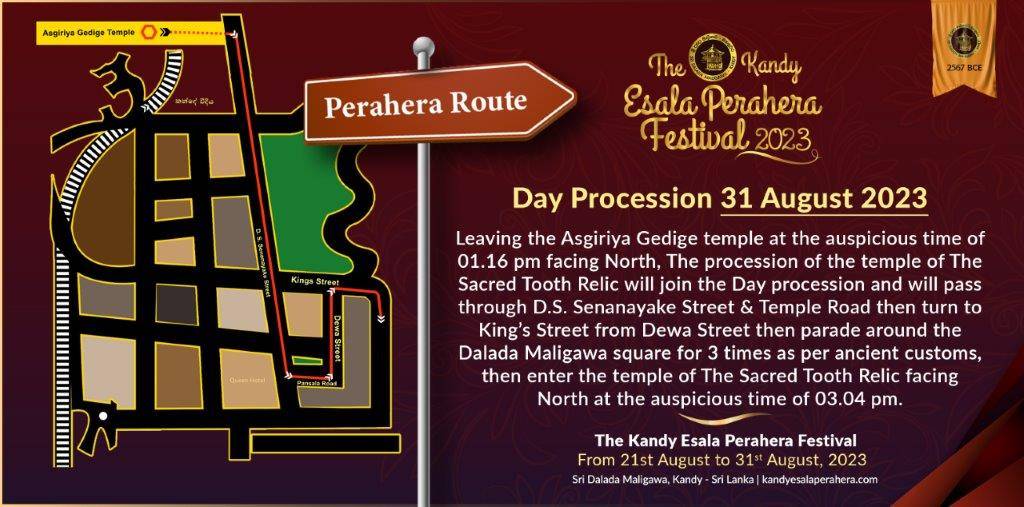 2023 Perahera Route_Eng - Day Procession 31.08.2023